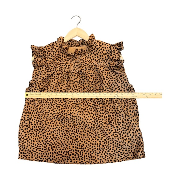 J Crew Sleeveless Animal Print Ruffle Front Casual Top- size large - Picture 3 of 6